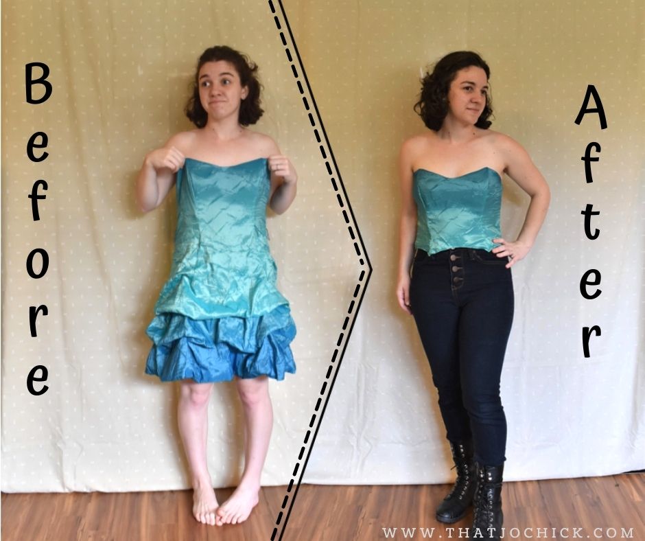 diy lace up strapless top prom dress transformation