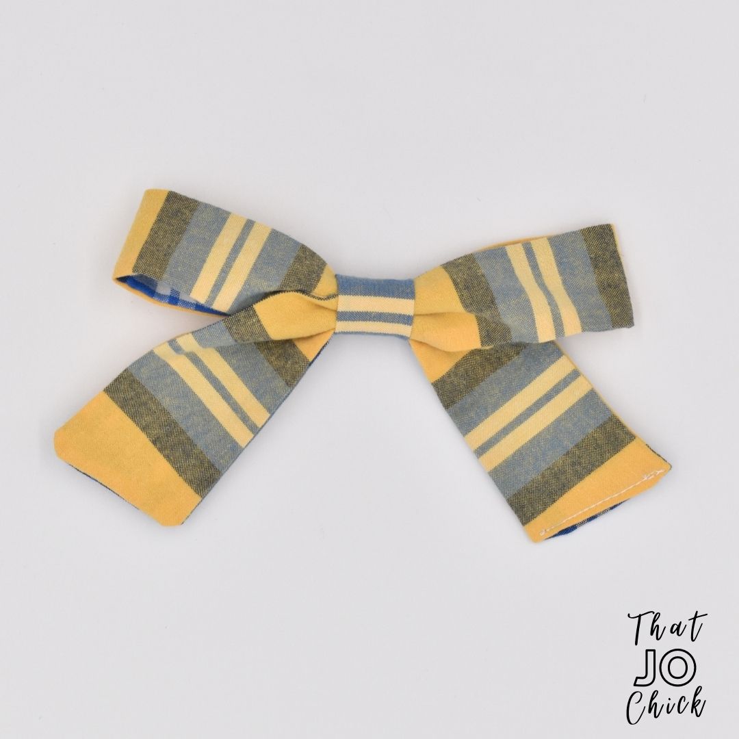 Handmade plaid cotton hair bow