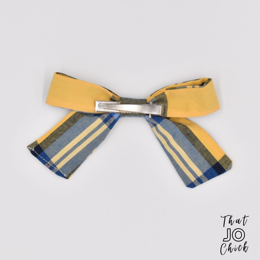 Handmade plaid cotton hair bow