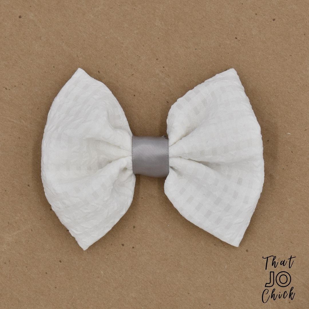 Hand made fancy white hair bow