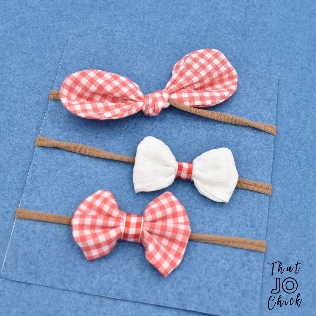 Gingham Newborn Headband Set