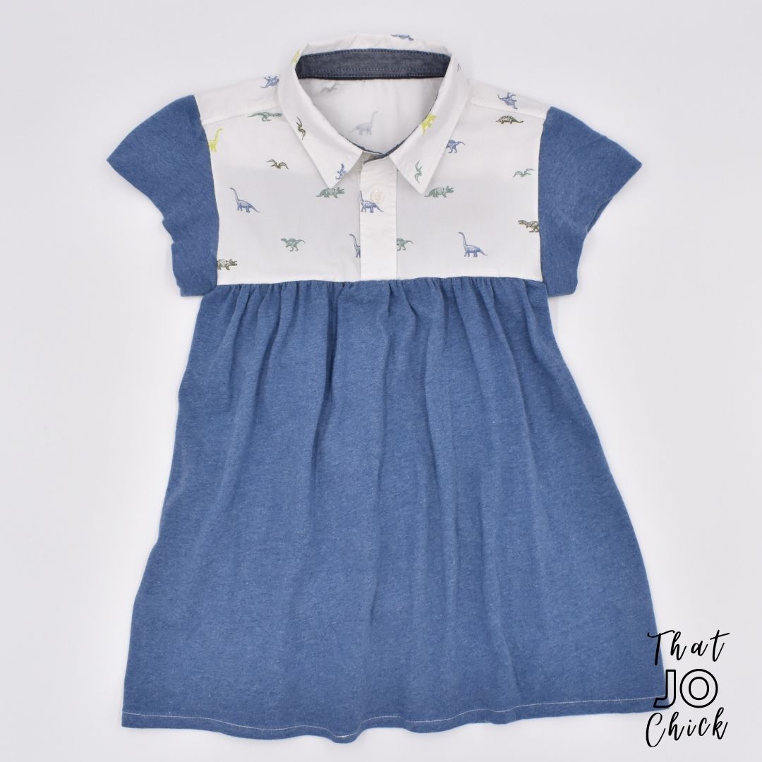hand made Collared Dinosaur summer toddler Dress