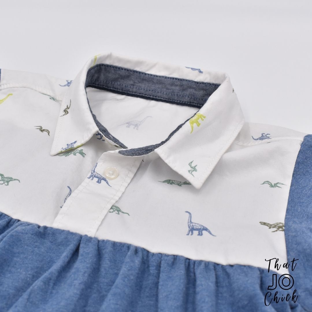 hand made Collared Dinosaur summer toddler Dress