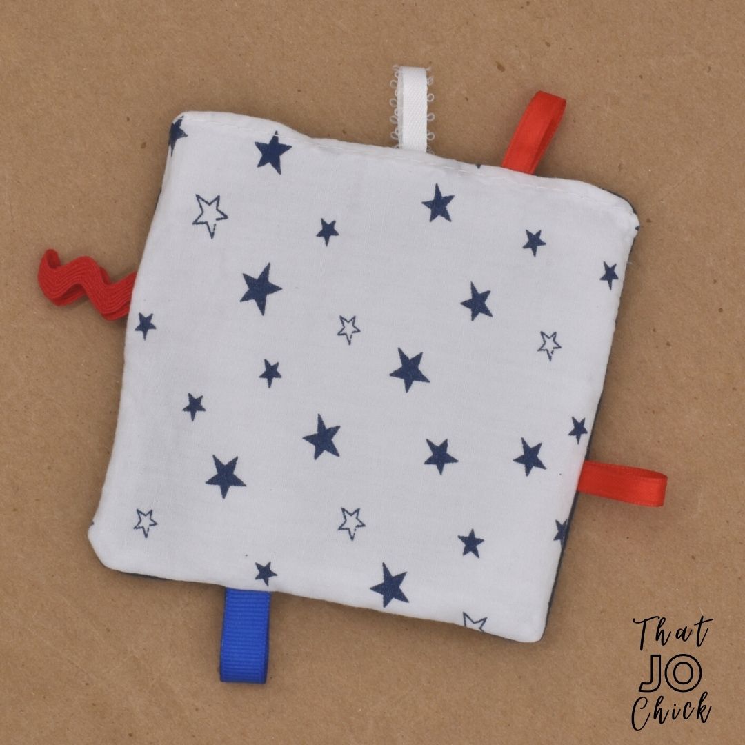 red white and blue 4th of july baby crinkle toy