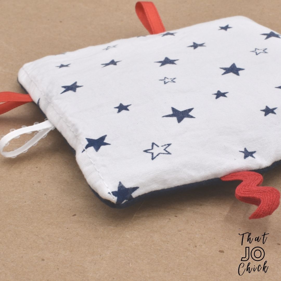 red white and blue 4th of july baby crinkle toy