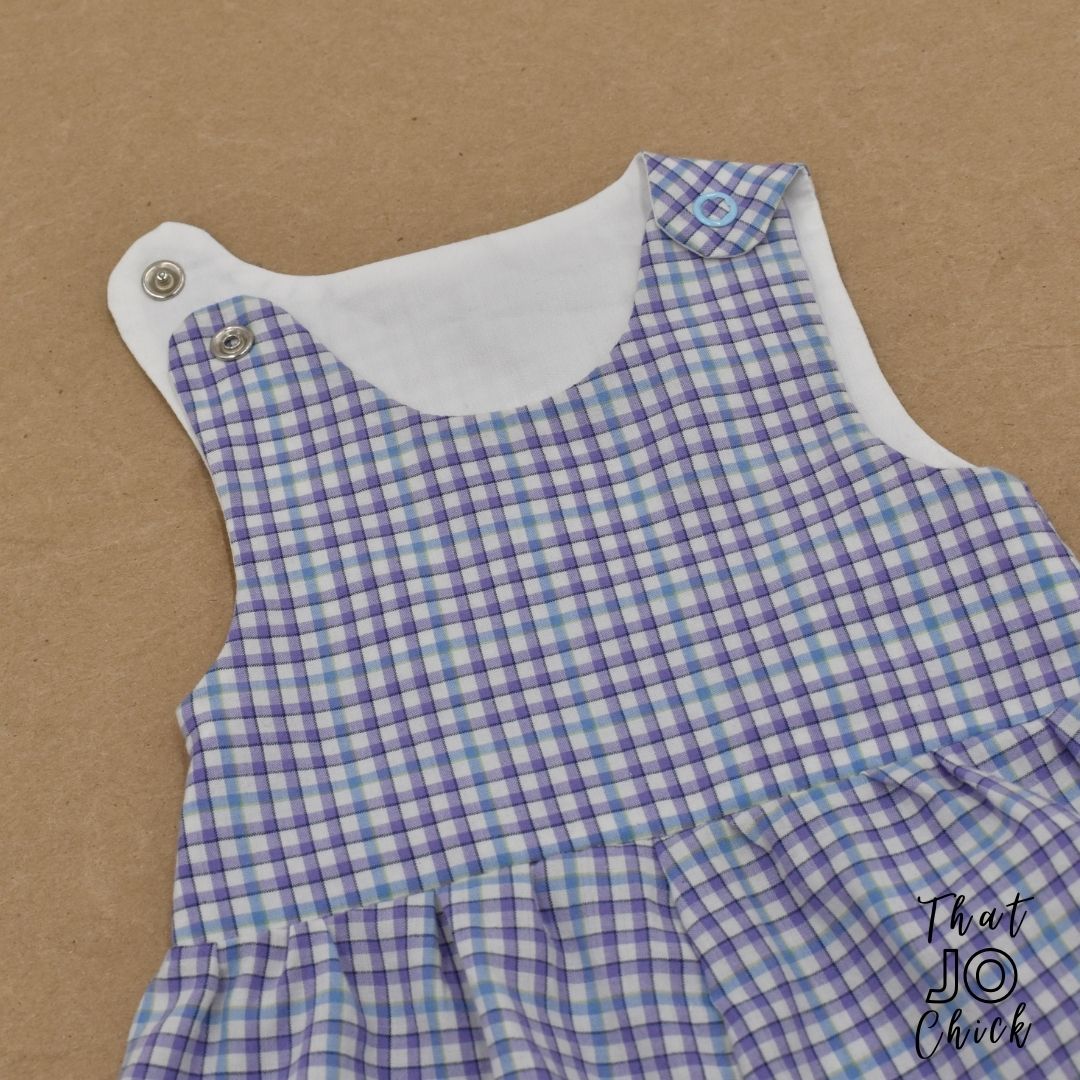 Hand made cotton plaid newborn romper
