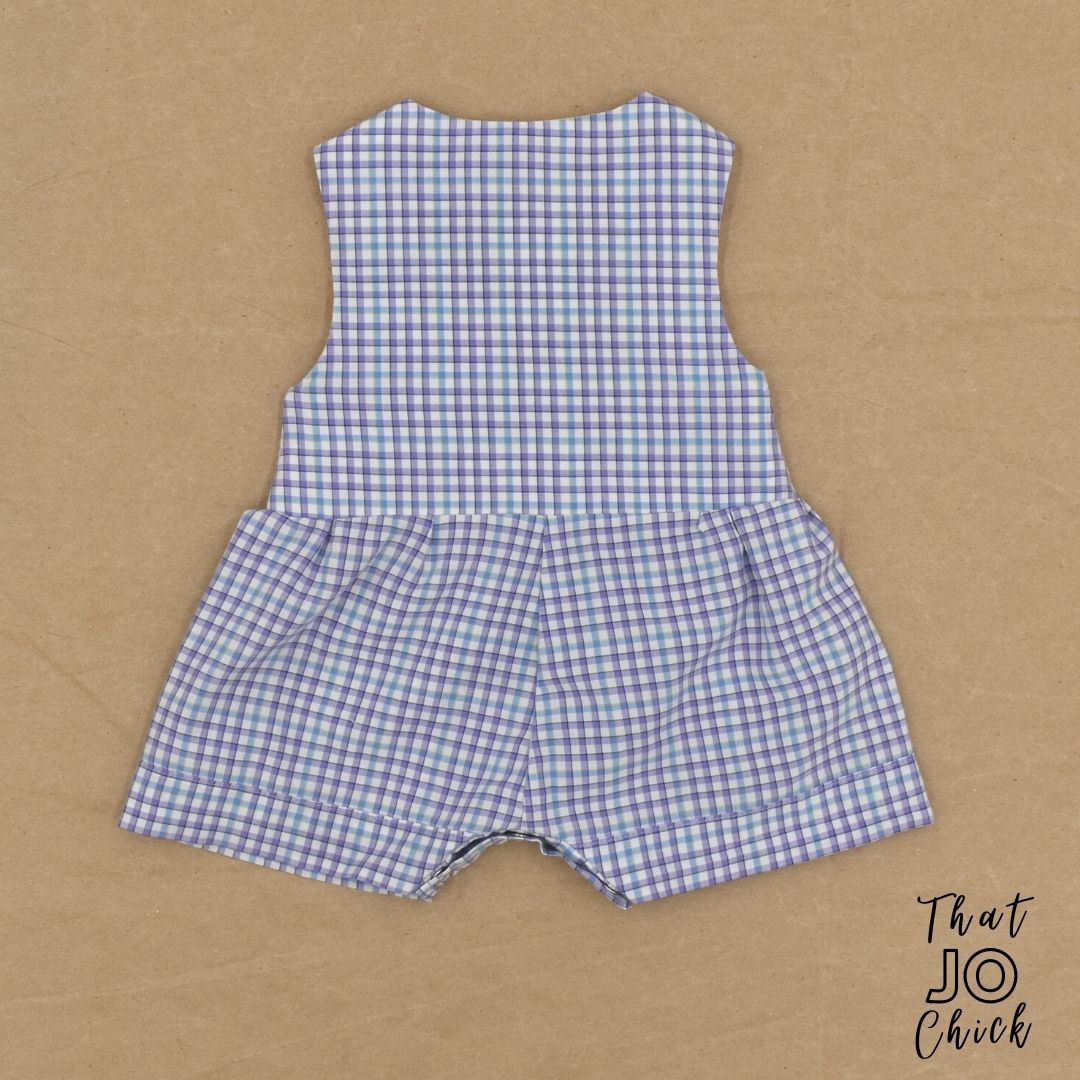 Hand made cotton plaid newborn romper