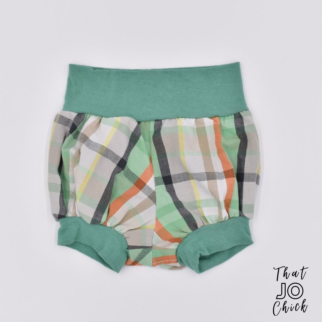 hand made plaid cotton bloomer shorts for boys